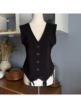 XD Xenia Design Vest Top Black Art To Wear Lagenlook Goth Size S